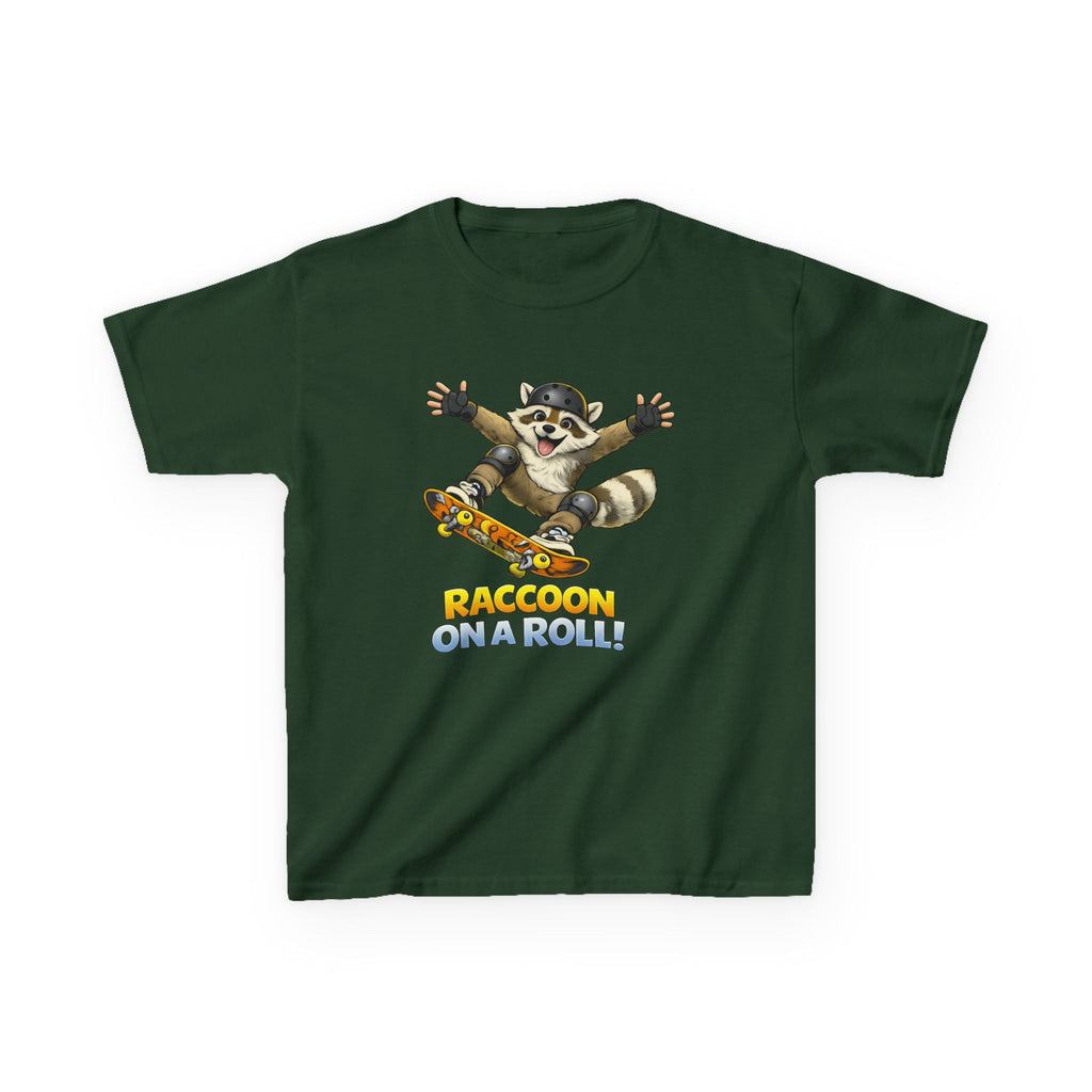 Kids Raccoon T-Shirt — 'Shred & Grin' Skateboarding Raccoon Graphic Tee