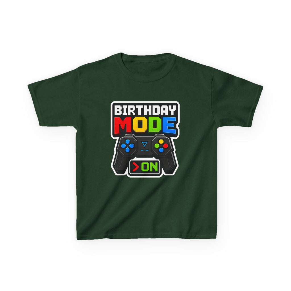 Kids Birthday T-Shirt — 'Birthday Mode On' Video Game Controller Graphic Tee