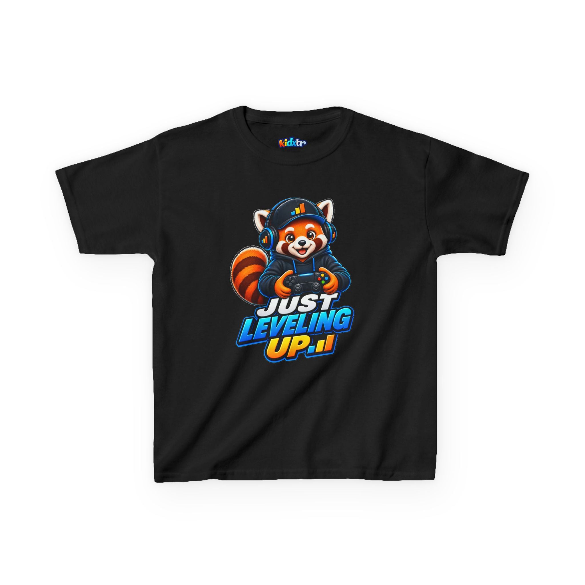 Kidxtr™ Kids Fox T-Shirt — 'Just Leveling Up' Gaming Fox Graphic Tee