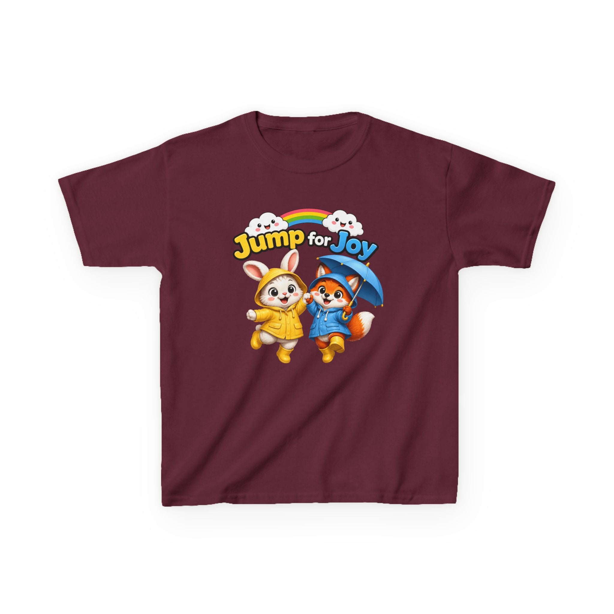 Kids Raincoat Animals T-Shirt — 'Jump for Joy' Cute Rainbow Graphic Tee