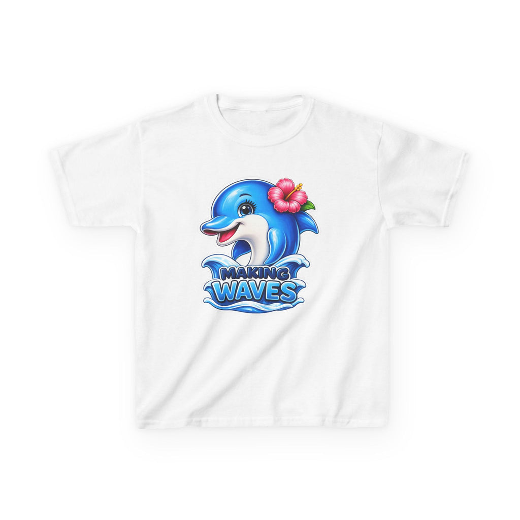 Kids Dolphin T-Shirt — 'Making Waves' Cute Tropical Dolphin Graphic Tee