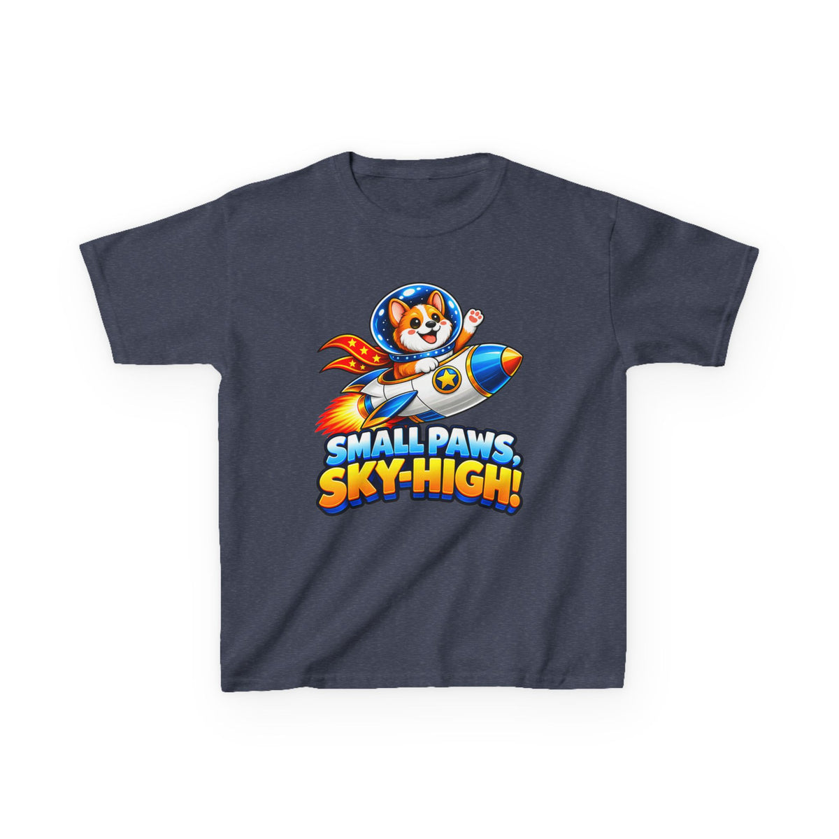 Kidxtr™ Kids Space T-Shirt — 'Small Paws, Sky High' Rocket Dog Graphic Tee