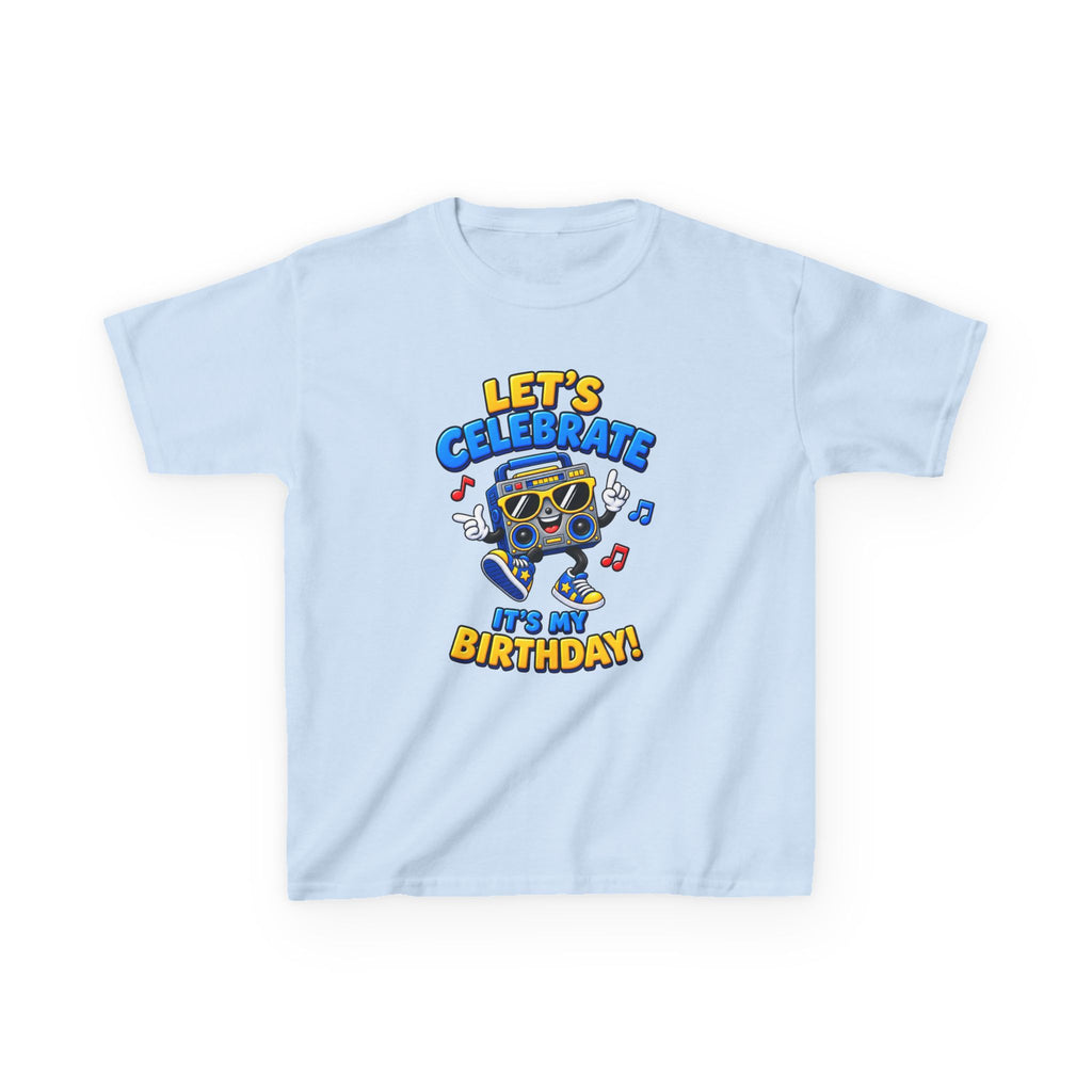 Kids Birthday T-Shirt — 'Let's Celebrate, It's My Birthday!' Fun Party  Boombox Graphic Tee