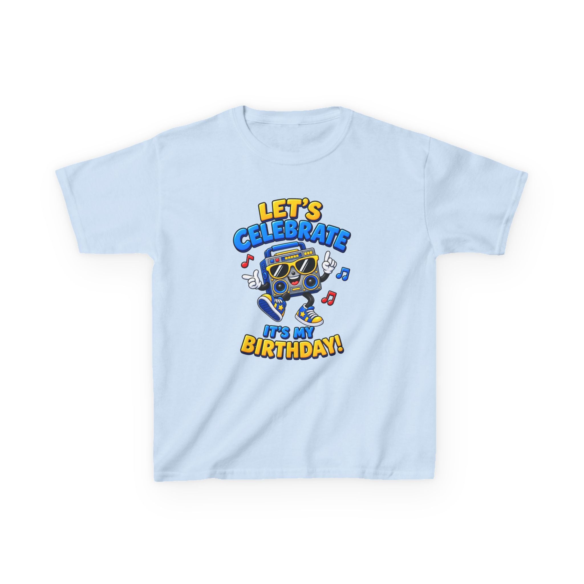 Kids Birthday T-Shirt — 'Let's Celebrate, It's My Birthday!' Fun Party  Boombox Graphic Tee