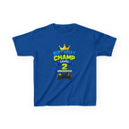 Kids Birthday T-Shirt — 'Birthday Champ' Level 2 Gamer Crown Graphic Tee