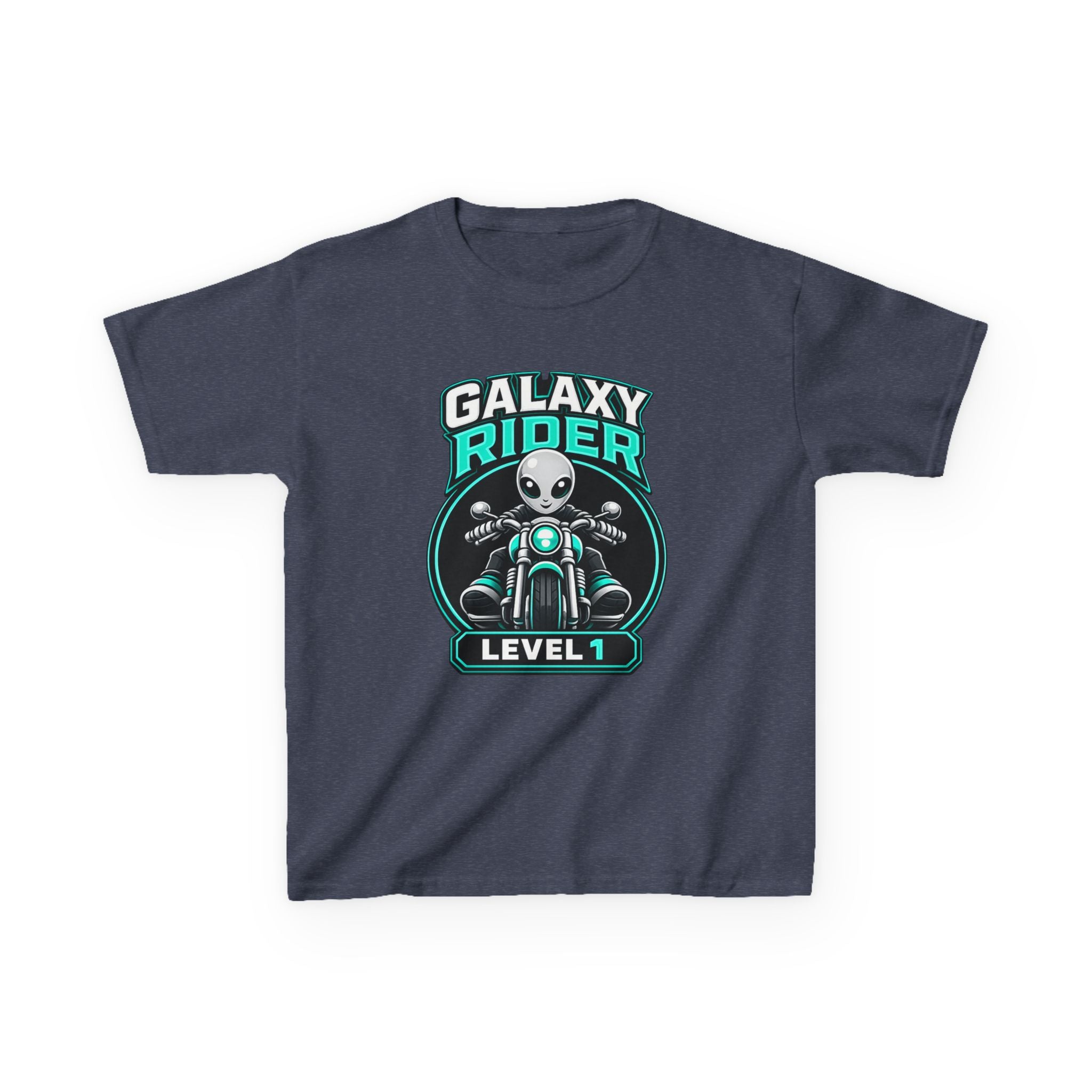 Kids Alien T-Shirt — 'Galaxy Rider Level 1' Alien Motorcycle Graphic Tee