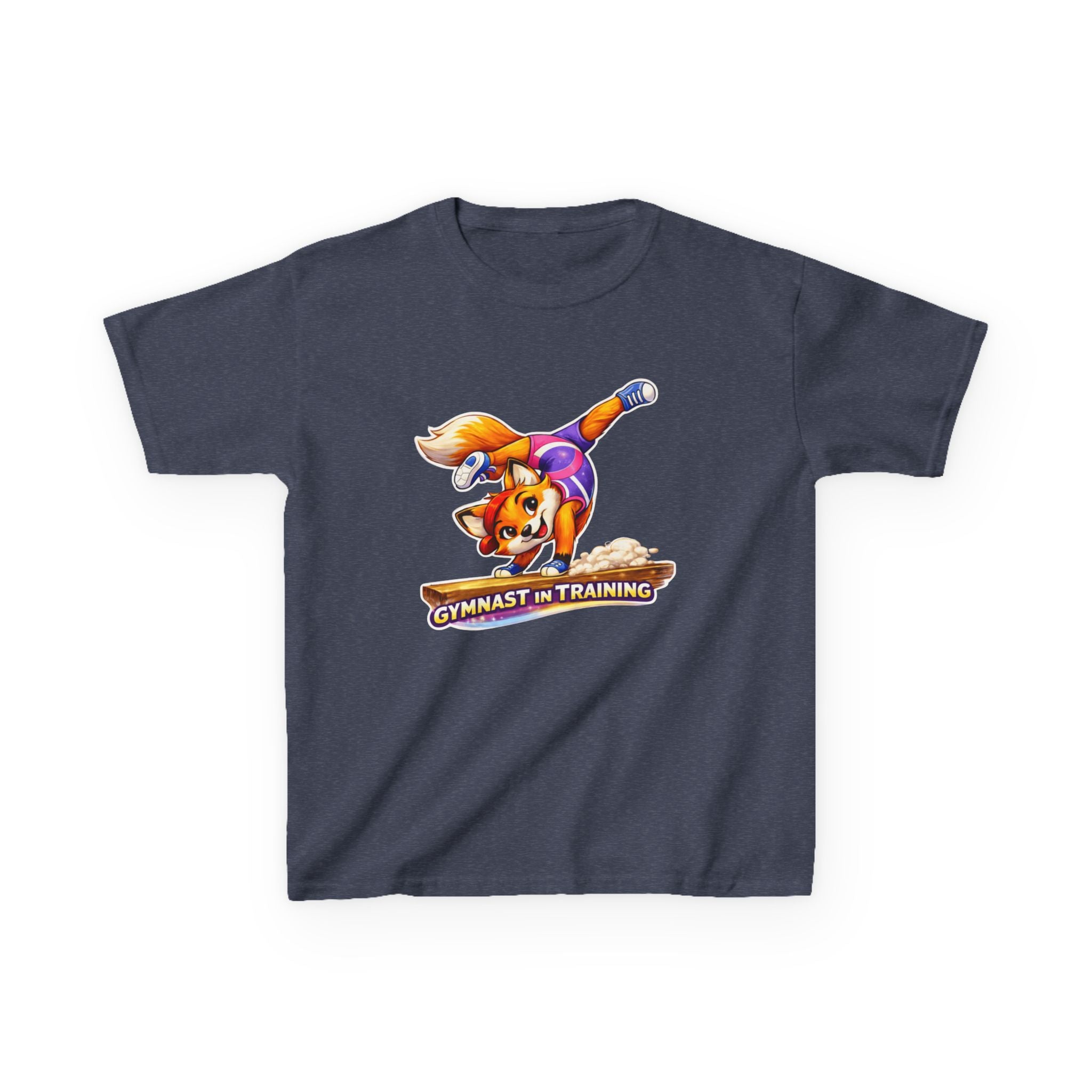 Kids Gymnastics T-Shirt — 'Gymnast in Training' Fox Cartoon Graphic Tee
