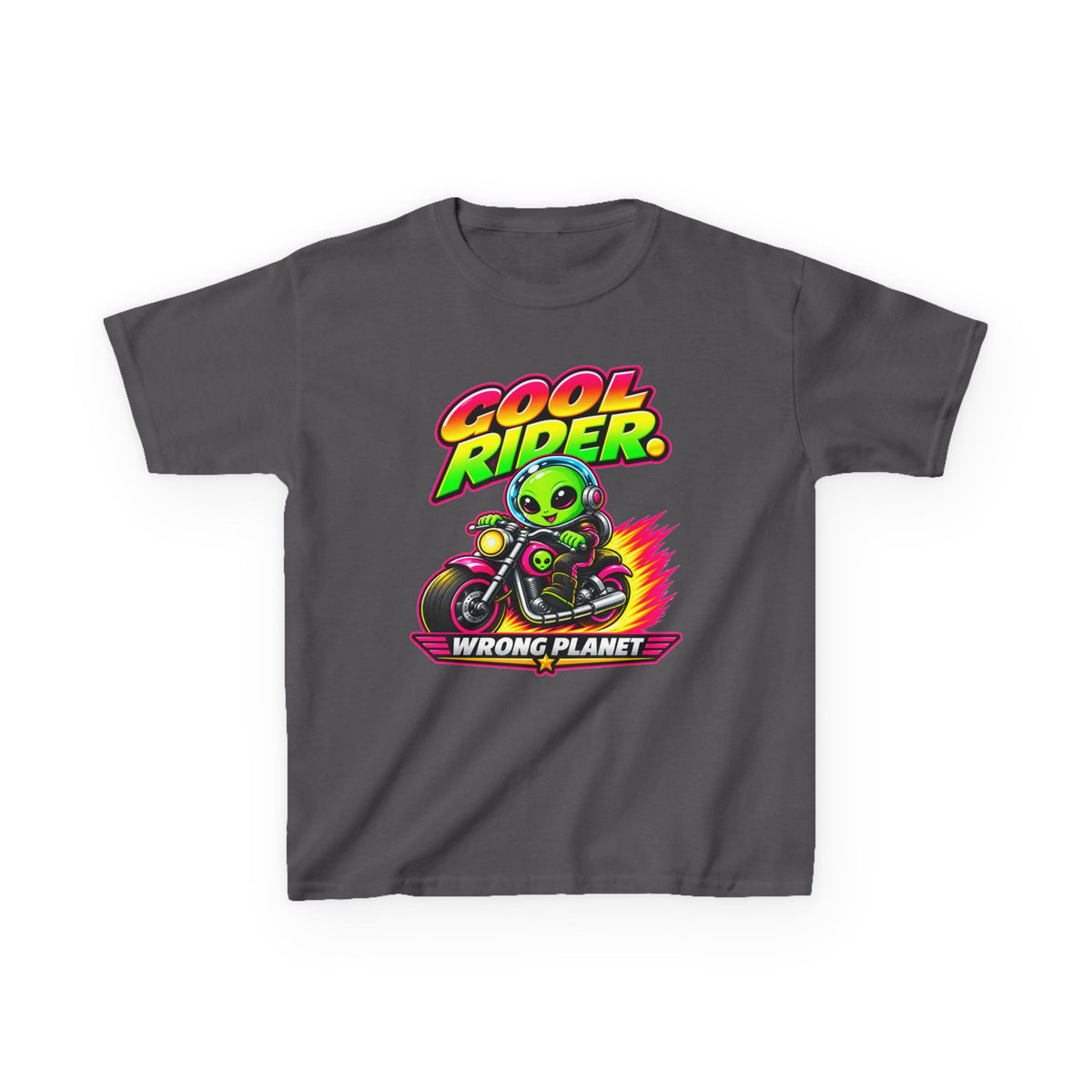 Kidxtr™ Kids Alien T-Shirt — 'Cool Rider, Wrong Planet' Motorcycle Graphic Tee