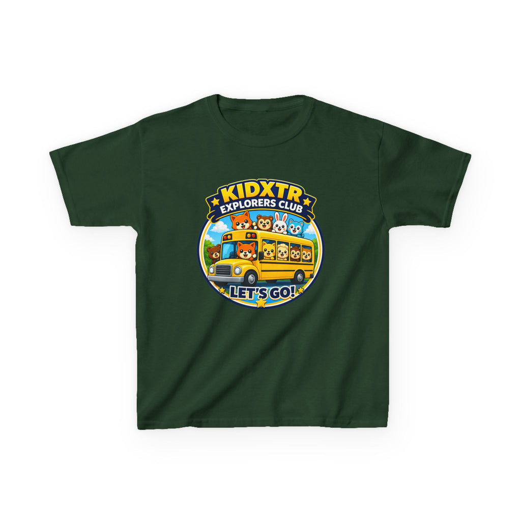Kids School T-Shirt — 'Let’s Go!' KIDXTR Explorers Club Bus Graphic Tee
