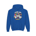 Kidxtr™ Kids Birthday Hoodie — 'Level Up, It’s My Birthday' Cartoon Graphic Sweatshirt