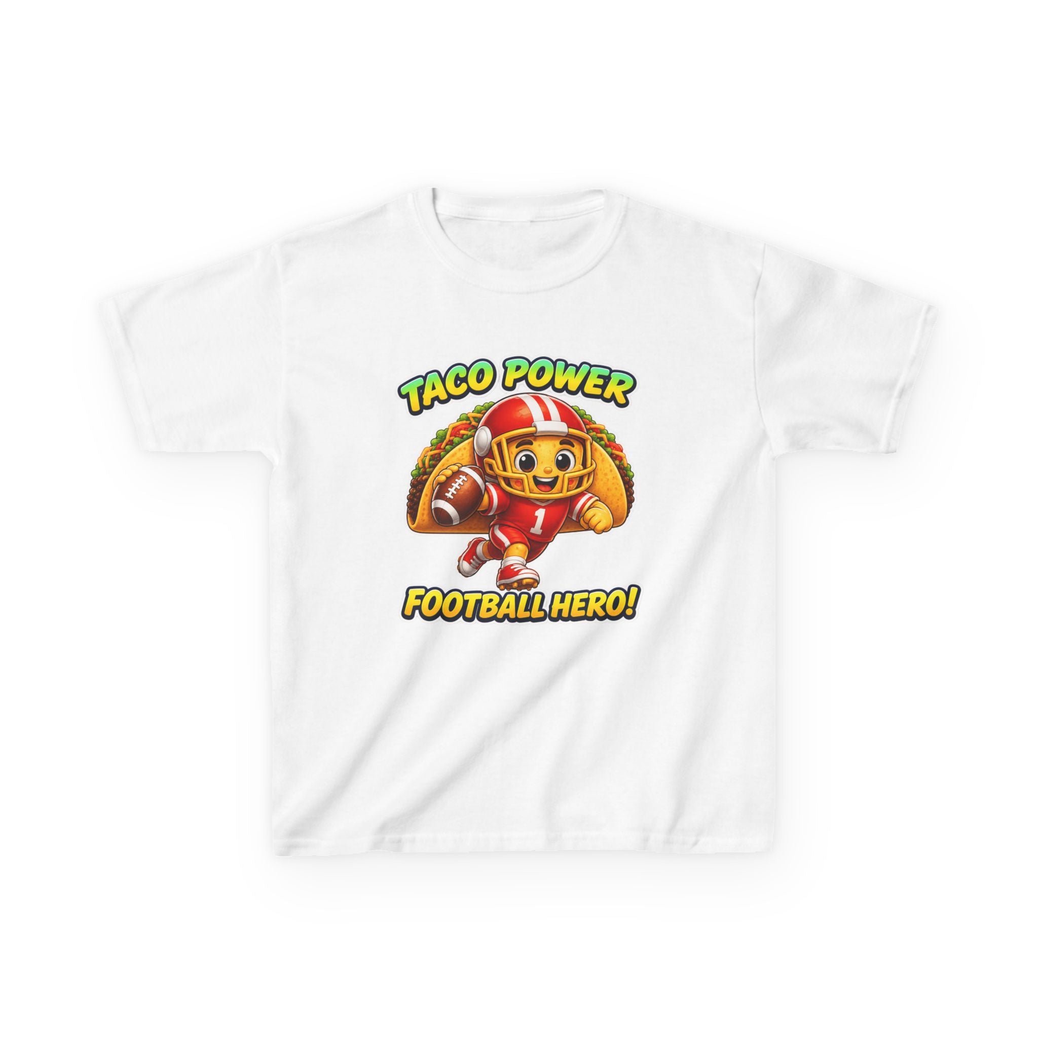 Kids Football T-Shirt — 'Taco Power' Football Hero Graphic Tee