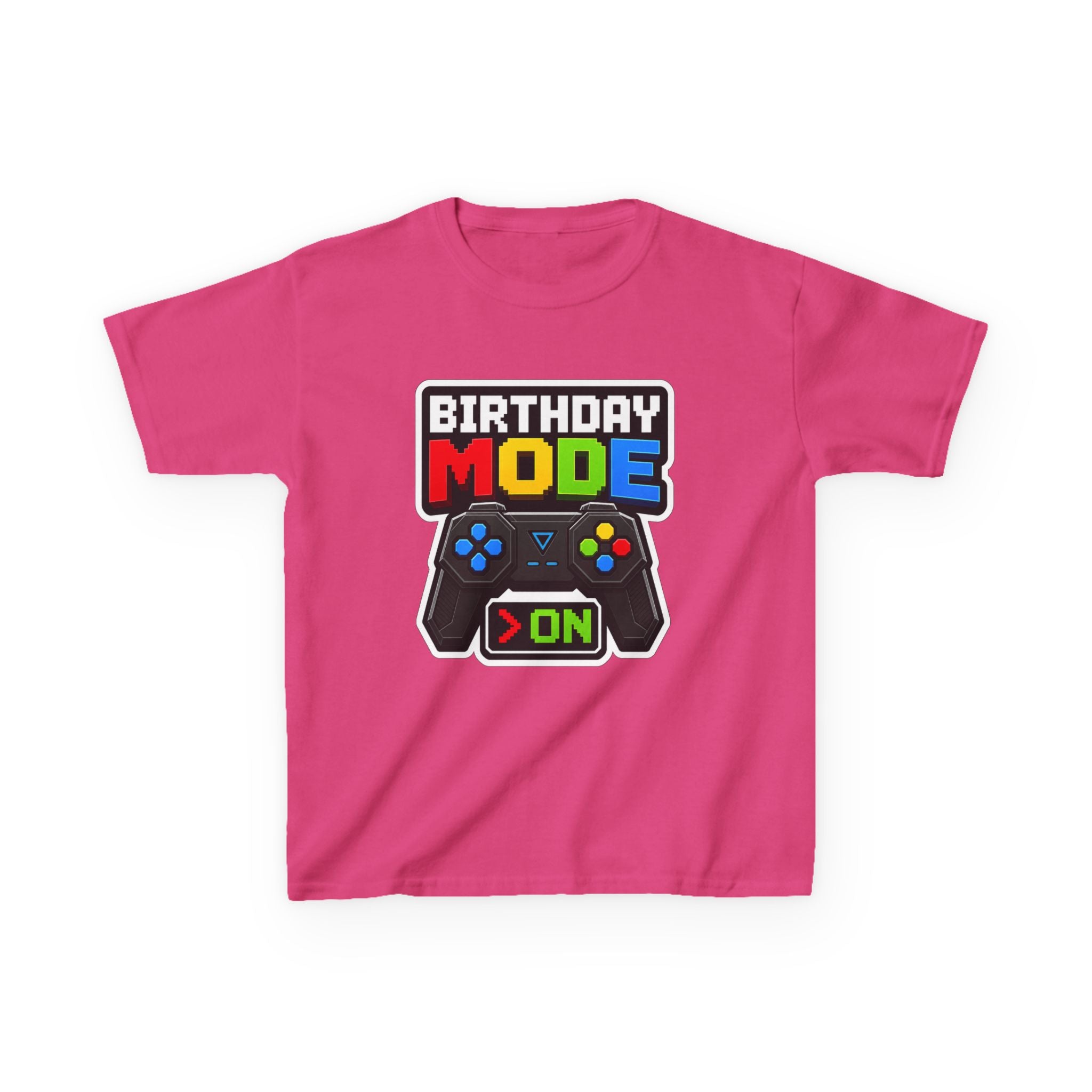 Kids Birthday T-Shirt — 'Birthday Mode On' Video Game Controller Graphic Tee