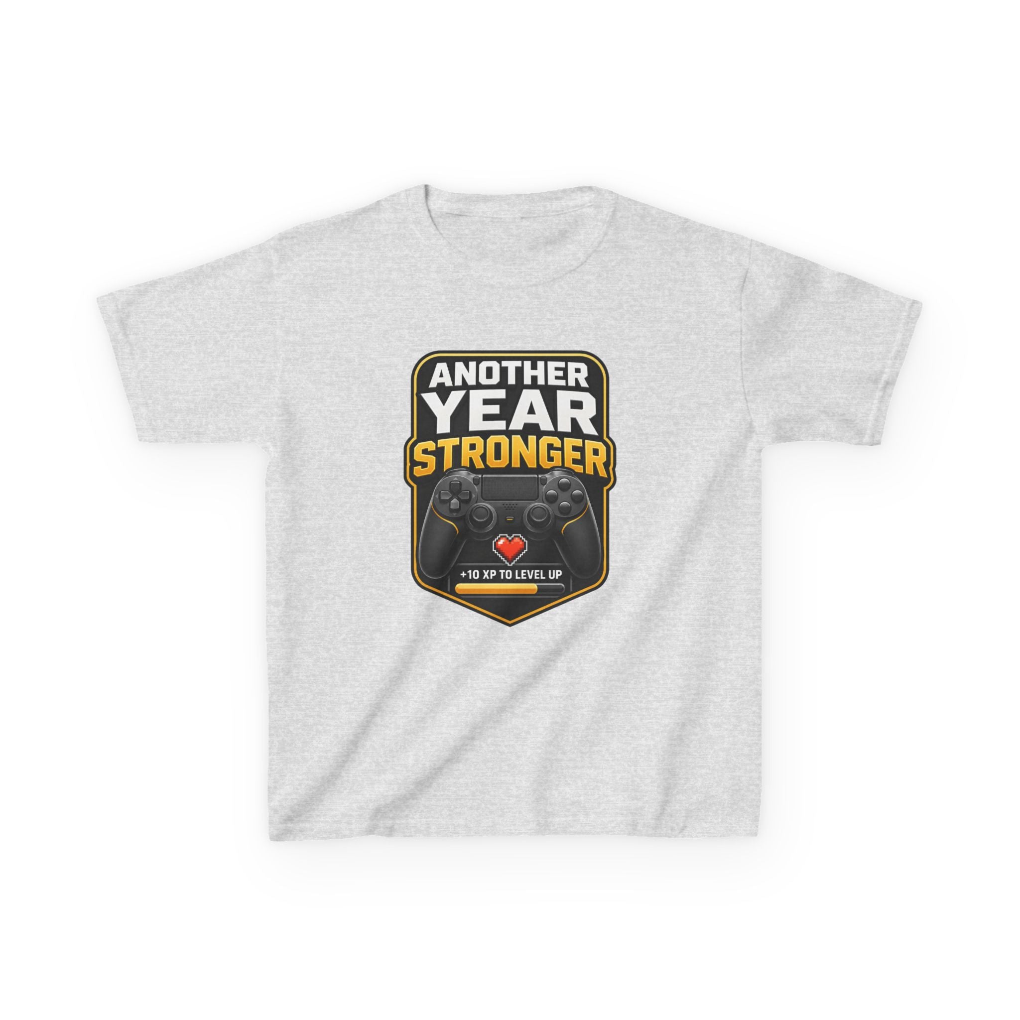 Kids Birthday T-Shirt — 'Another Year Stronger' +10 XP Level Up Graphic Tee