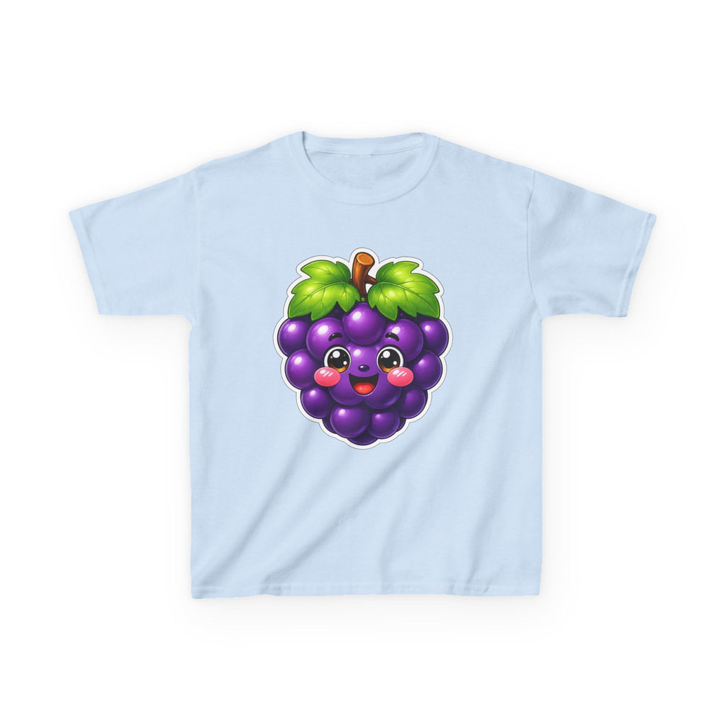 Kids Grape T-Shirt — 'Grape Vibes' Cute Kawaii Happy Grape Cartoon Graphic Tee