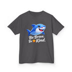 Kids Shark T-Shirt — 'Be Brave. Be Kind.' Cute Shark Graphic Tee