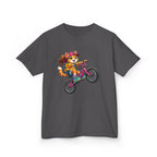 Kids Fox T-Shirt — 'Ride Bold' Cartoon Fox Girl on Bike Graphic Tee