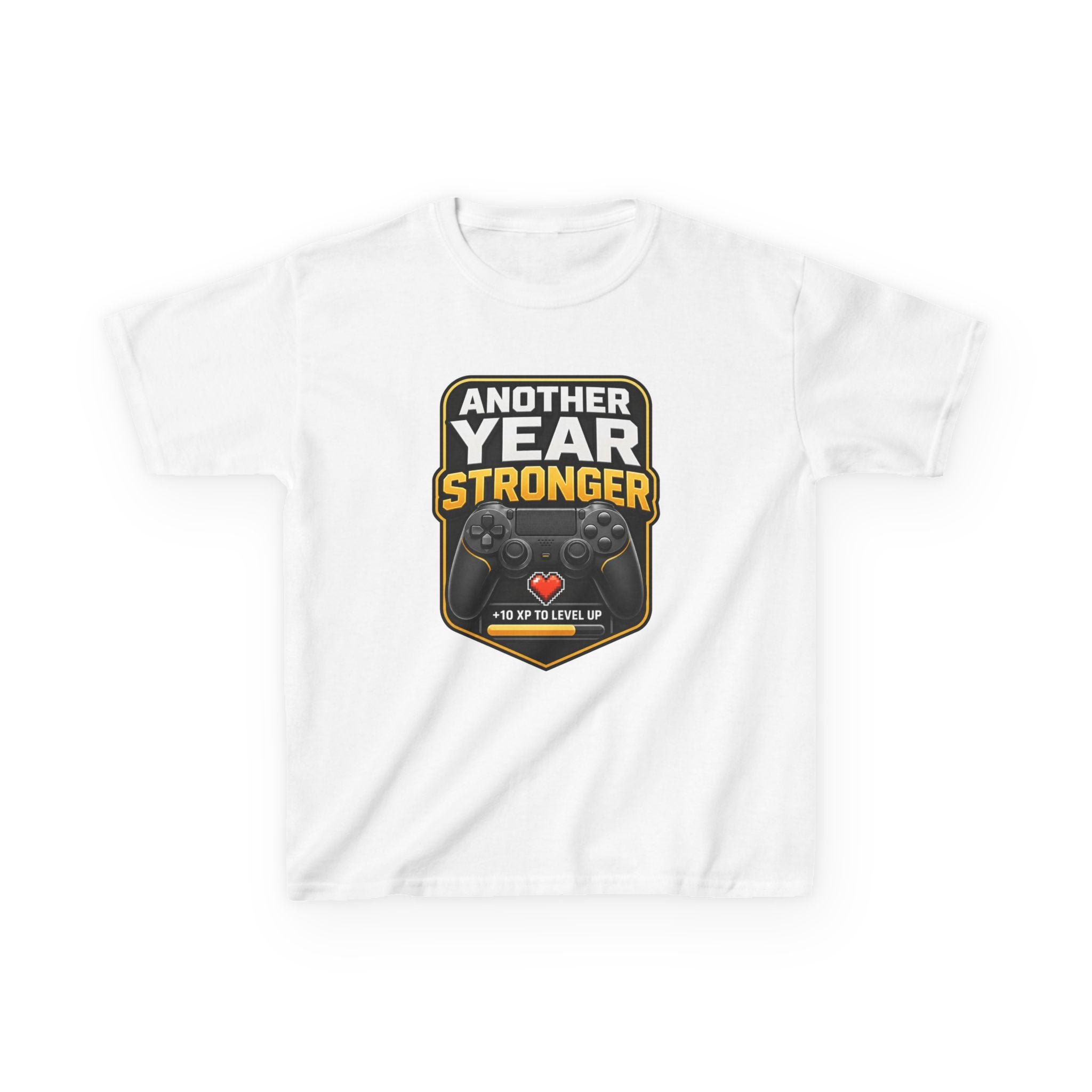 Kids Birthday T-Shirt — 'Another Year Stronger' +10 XP Level Up Graphic Tee