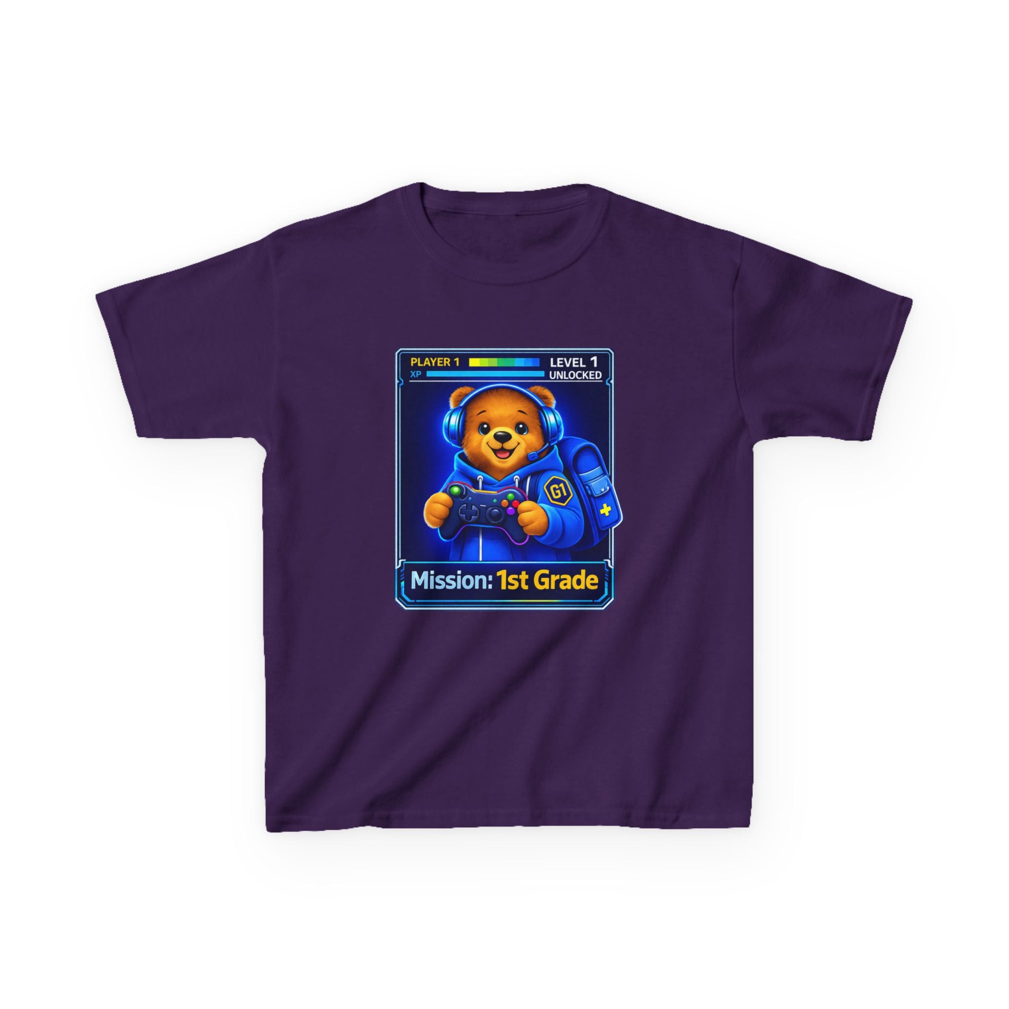 Kids Gaming T-Shirt — 'Gamer Bear' Bear Gamer Graphic Tee