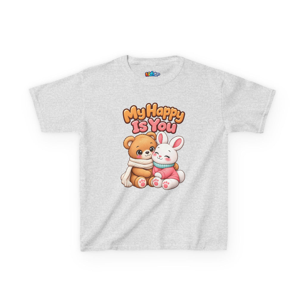 Kidxtr™ Kids Bear & Bunny T-Shirt — 'My Happy Is You' Cute Animal Graphic Tee