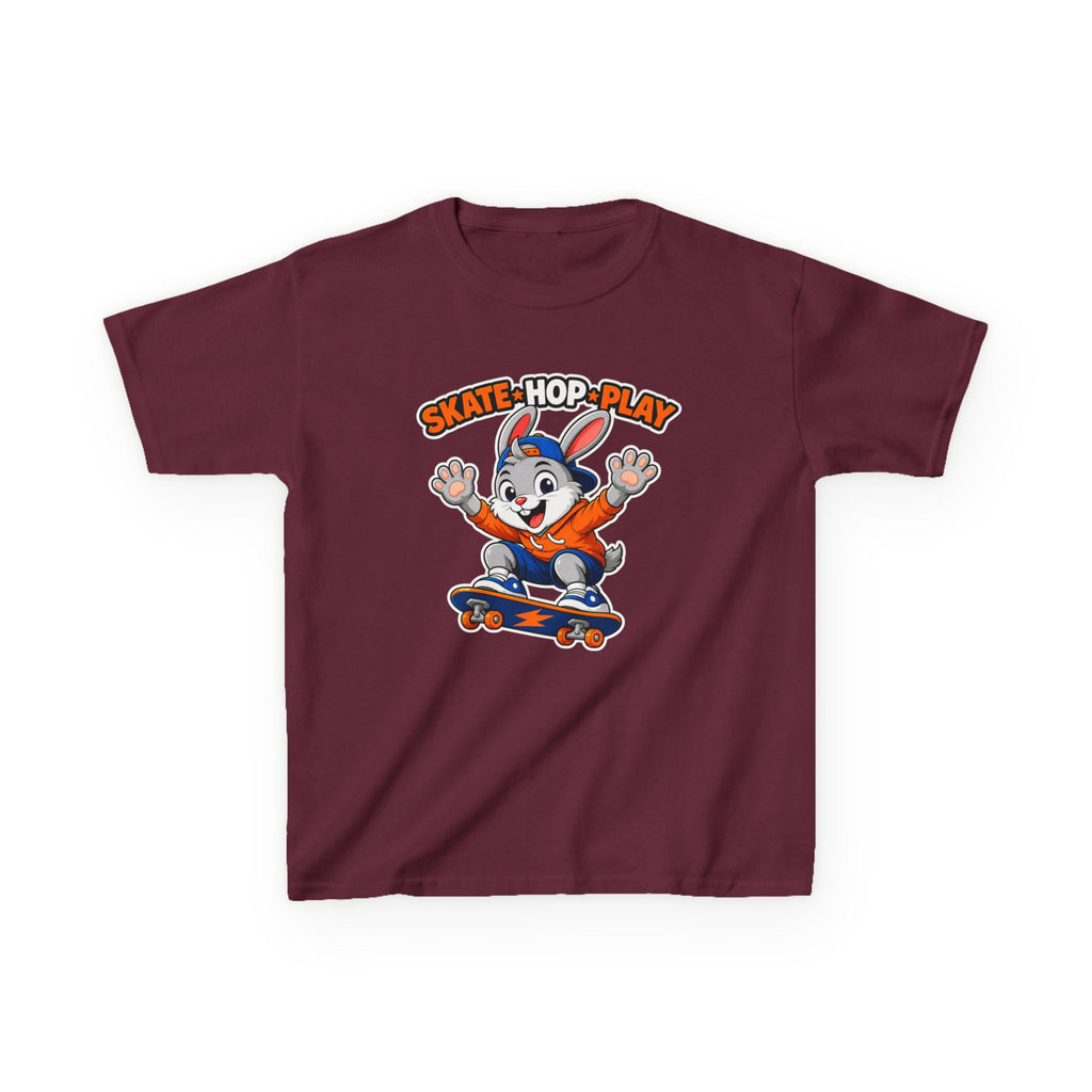 Kids Skate Hop Play T-Shirt — Cute Skateboarding Bunny Tee for Boys & Girls
