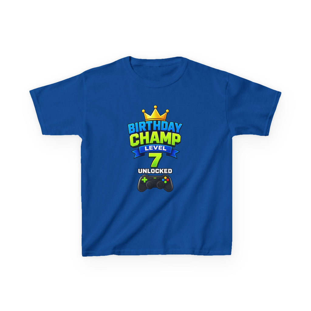 Kids Birthday T-Shirt — 'Birthday Champ' Level 7 Unlocked Gamer Graphic Tee