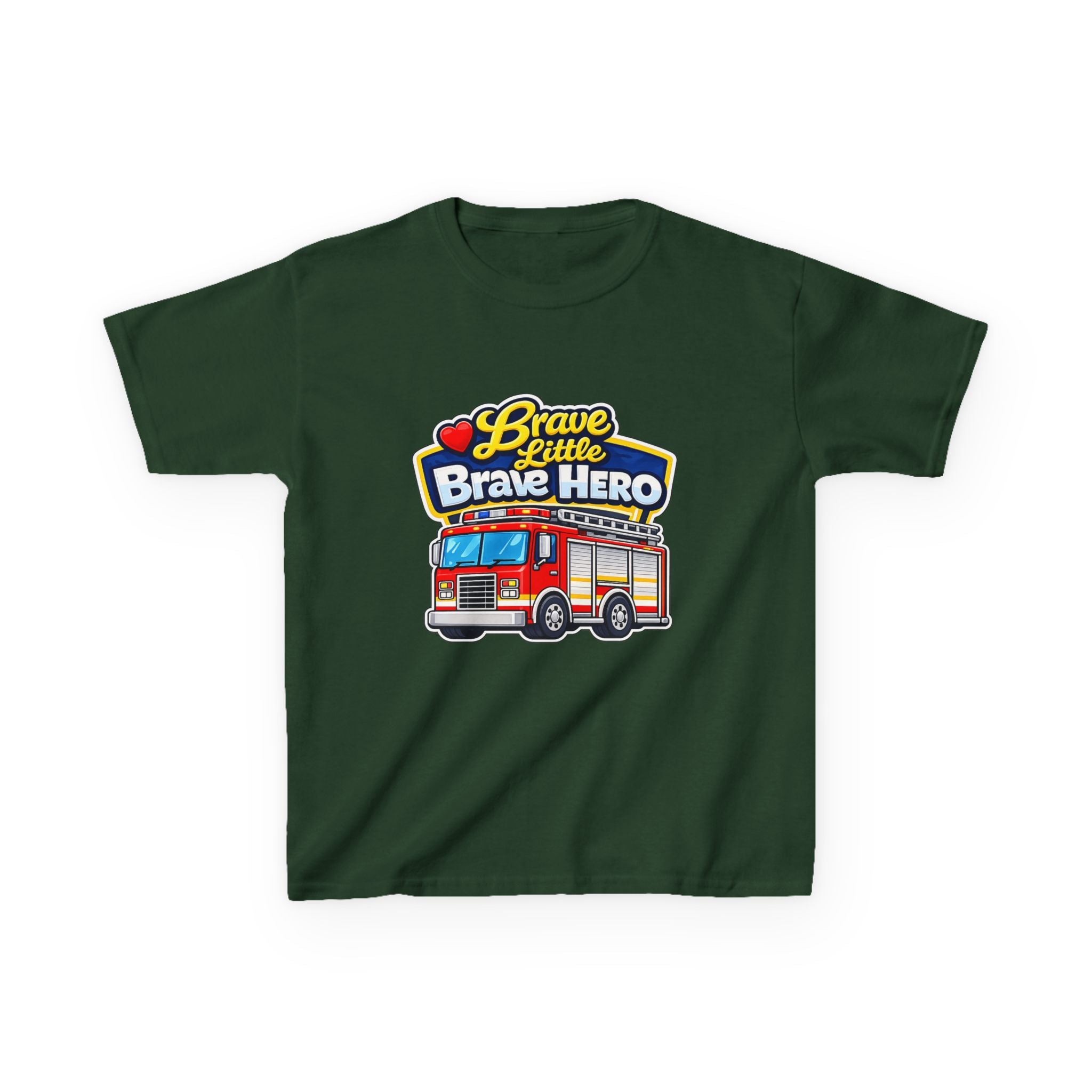 Kids Tee — "Brave Little Brave Hero" Firetruck Graphic