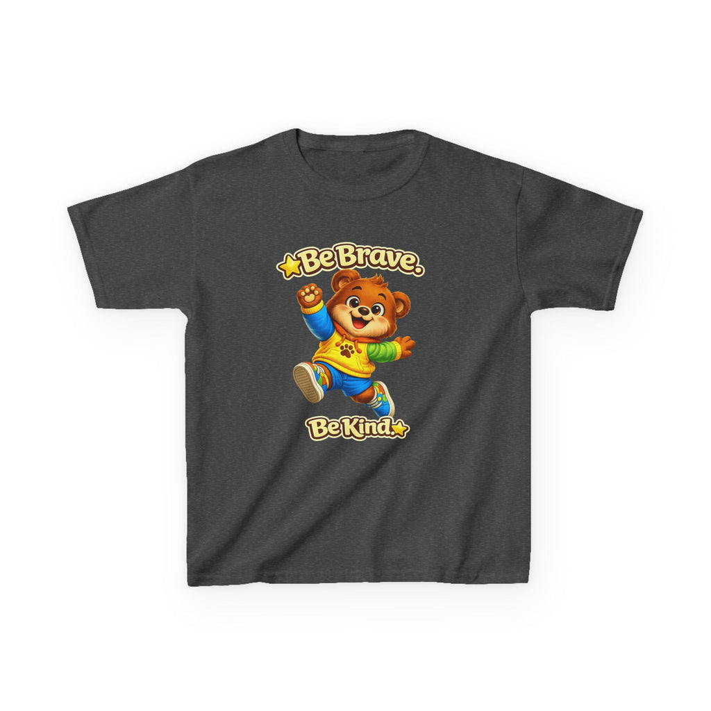 Kids Bear T-Shirt — 'Be Brave, Be Kind' Cute Bear Motivational Graphic Tee