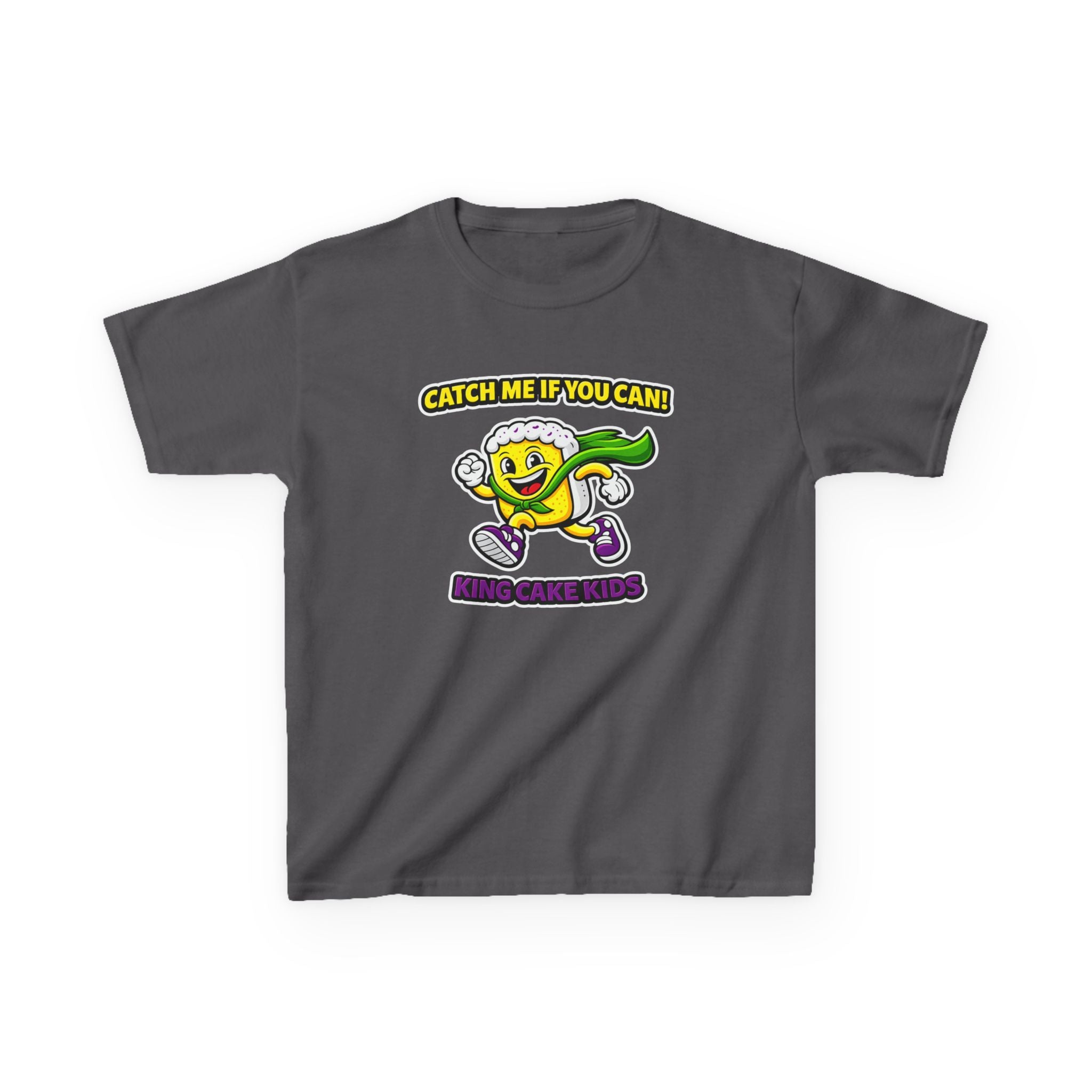 Kids King Cake T-Shirt — 'Catch Me If You Can' Mardi Gras Graphic Tee