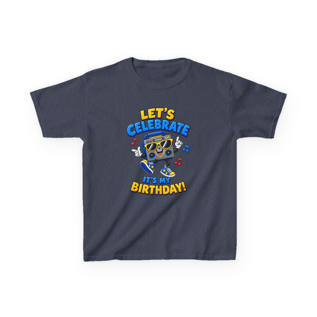 Kids Birthday T-Shirt — 'Let's Celebrate, It's My Birthday!' Fun Party  Boombox Graphic Tee