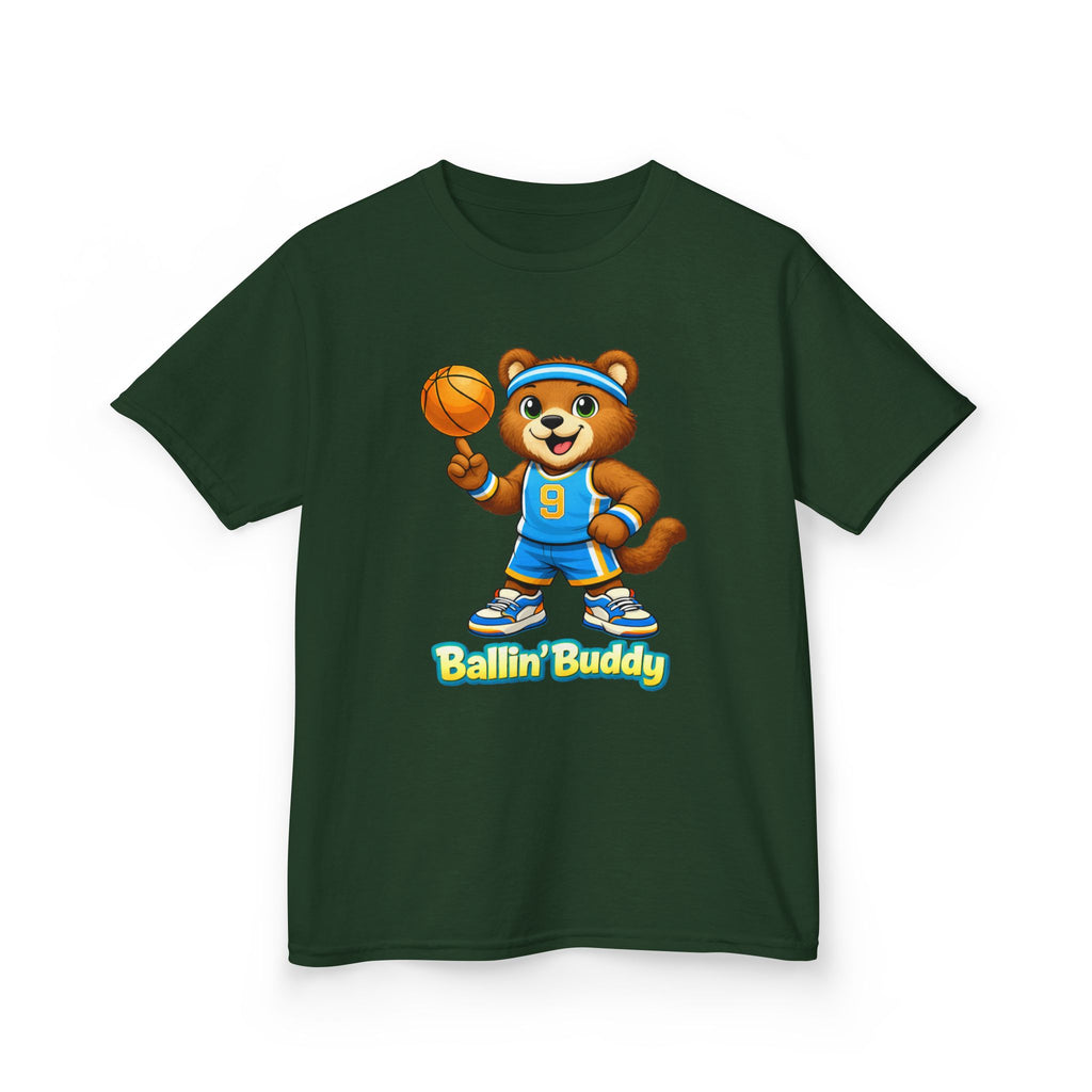 Kidxtr™ Kids Basketball T-Shirt — 'Ballin' Buddy' Cute Bear Basketball Graphic Tee