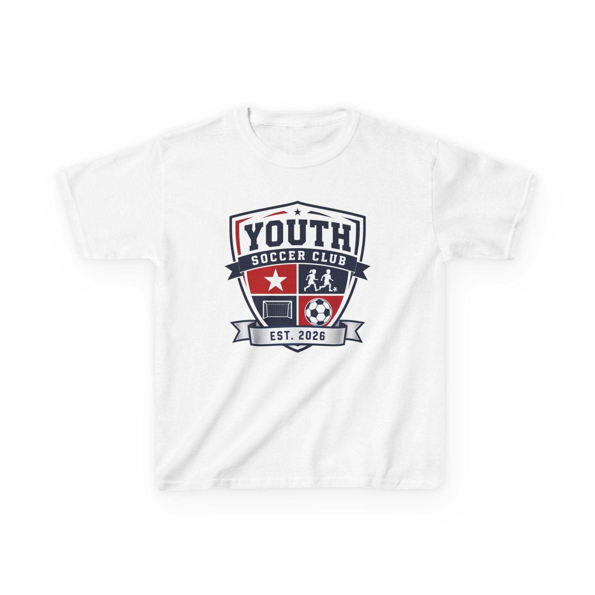 Youth Soccer Club Kids Tee — 'Youth Soccer Club' Crest Shirt (Est. 2026)