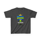 Kids Birthday T-Shirt — 'Birthday Champ' Level 4 Unlocked Gamer Graphic Tee