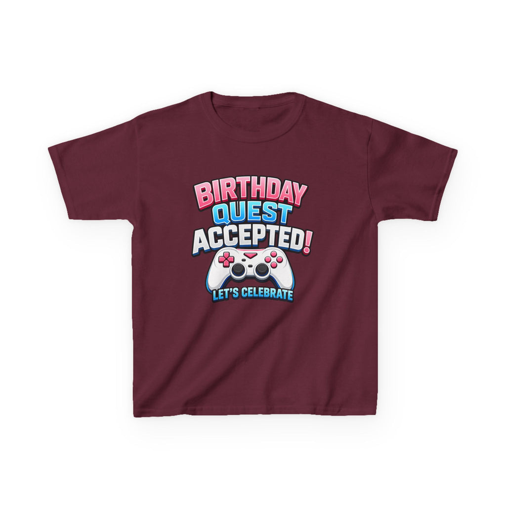 Kids Birthday T-Shirt — 'Birthday Quest' Gamer Controller Graphic Tee