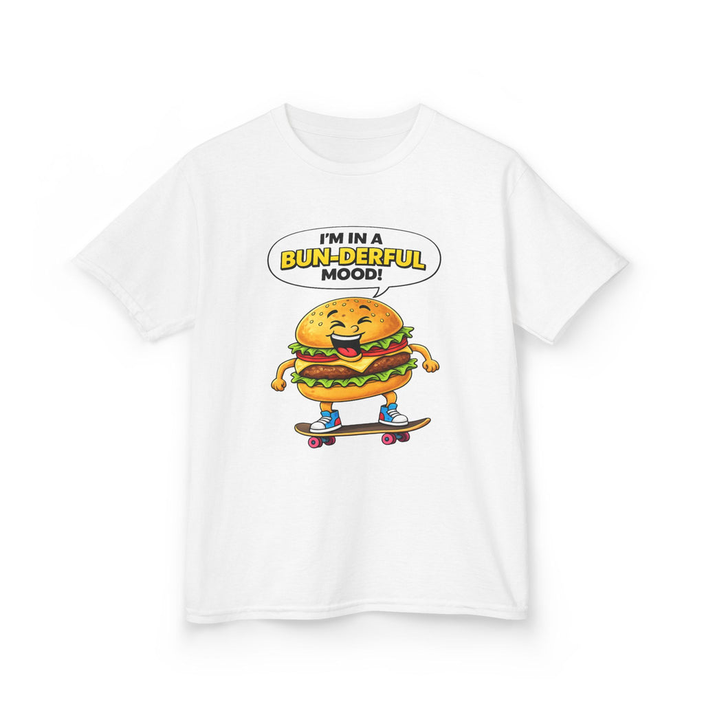 Kids Burger T-Shirt — 'Bun-derful Mood' Skateboard Graphic Tee