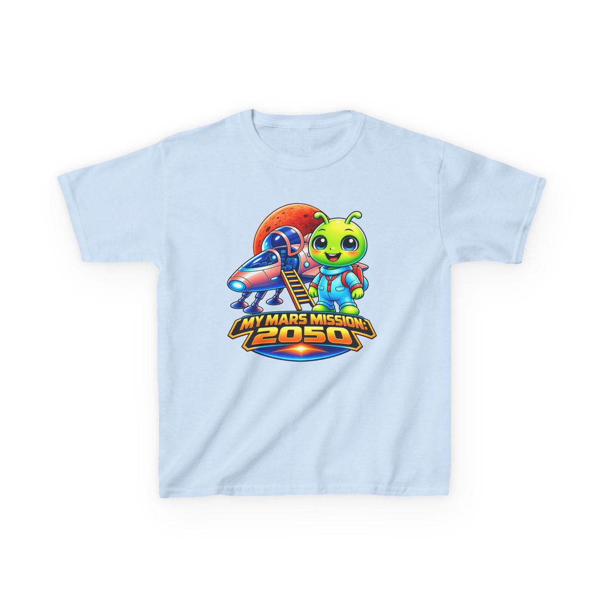 Kidxtr™ Kids Space T-Shirt — 'My Mars Mission: 2050' Alien Astronaut Graphic Tee