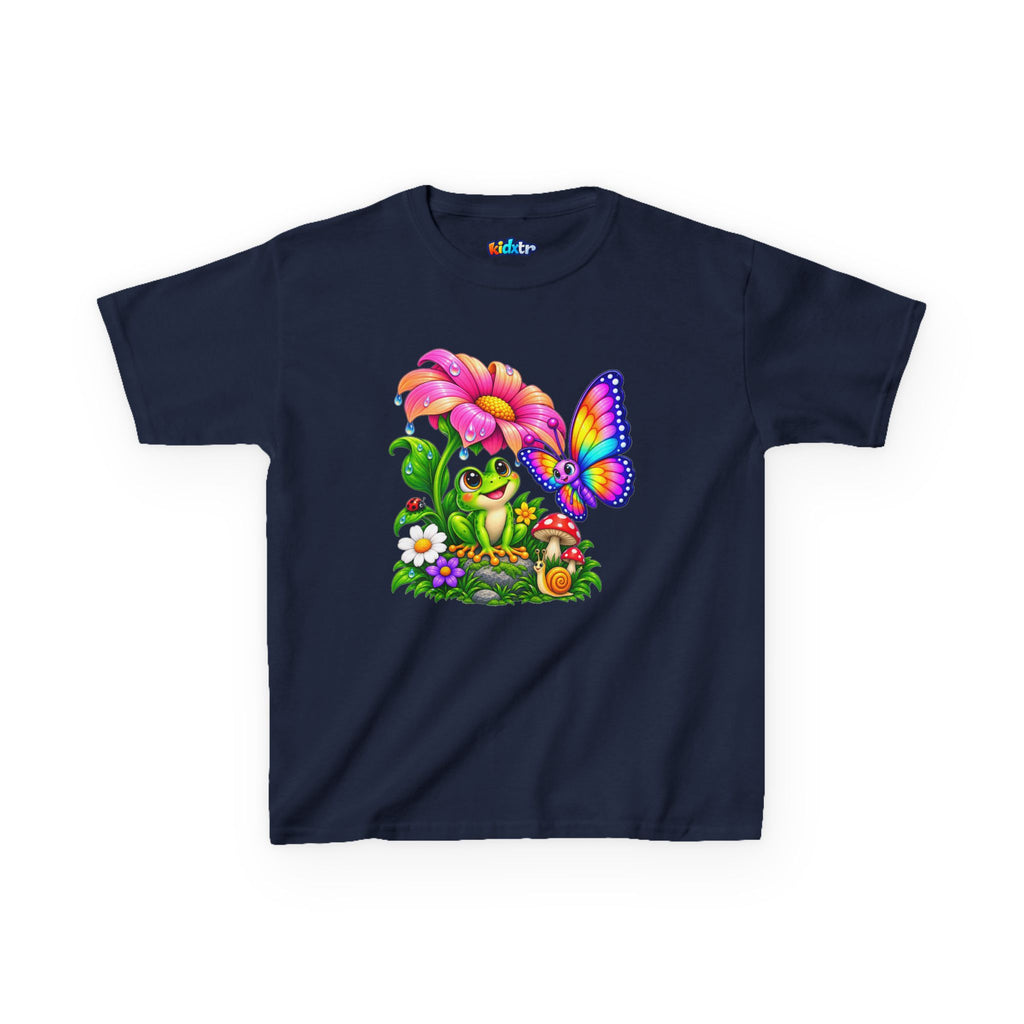 Kidxtr™ Kids Frog T-Shirt — 'Garden Squad' Frog & Butterfly Graphic Tee