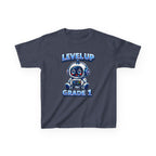 Kids Grade 1 T-Shirt — 'Level Up' Cute Robot Back-to-School Graphic Tee