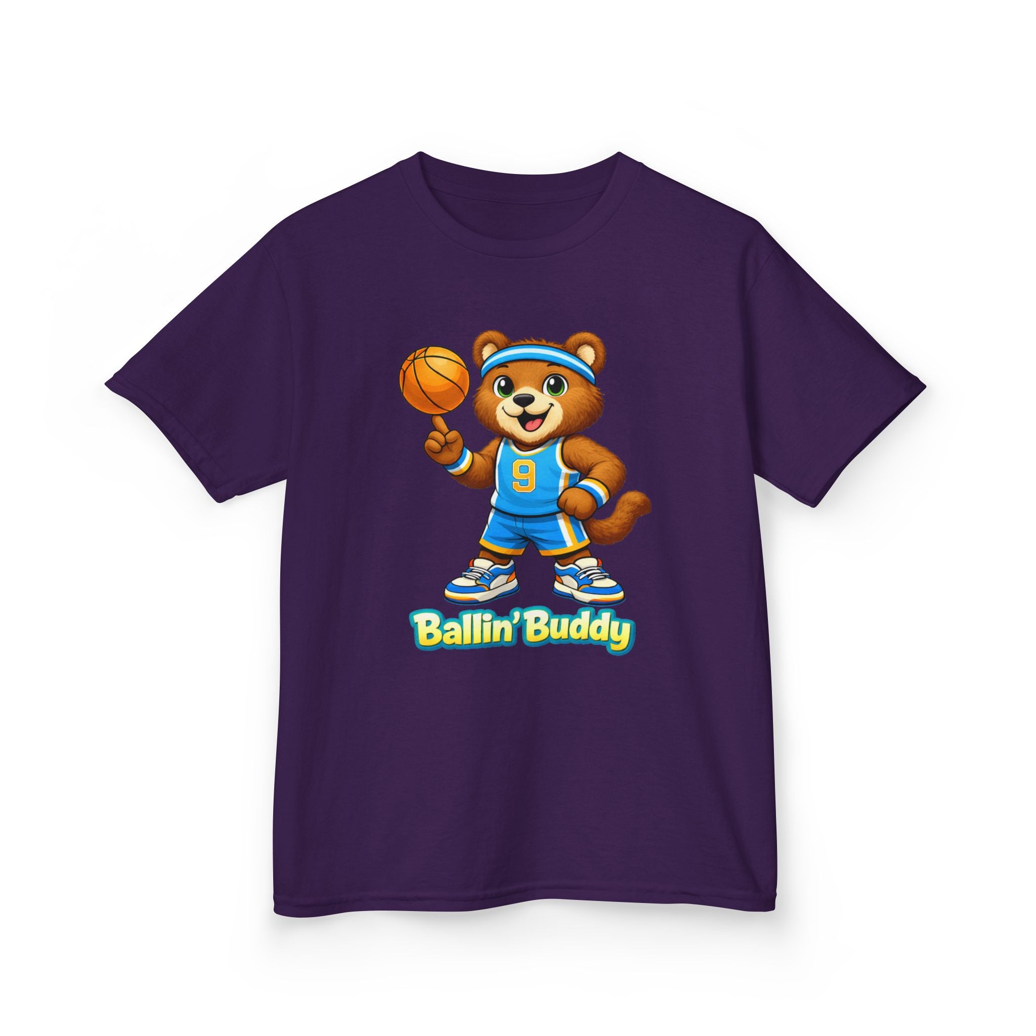 Kidxtr™ Kids Basketball T-Shirt — 'Ballin' Buddy' Cute Bear Basketball Graphic Tee