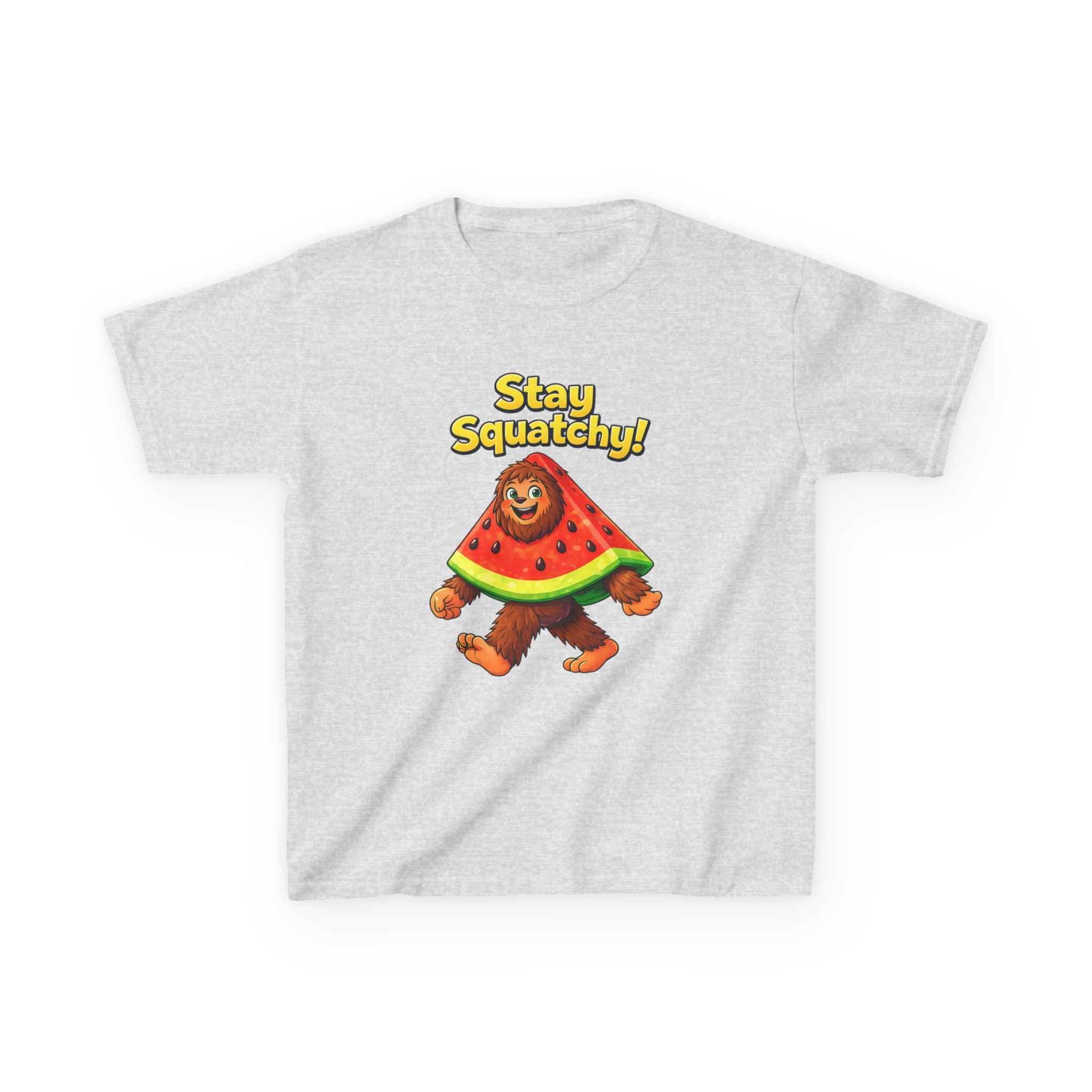 Kids Sasquatch T-Shirt — 'Stay Squatchy!' Watermelon Graphic Tee