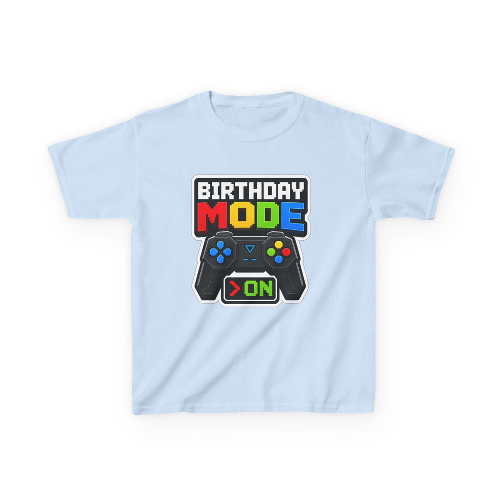 Kids Birthday T-Shirt — 'Birthday Mode On' Video Game Controller Graphic Tee