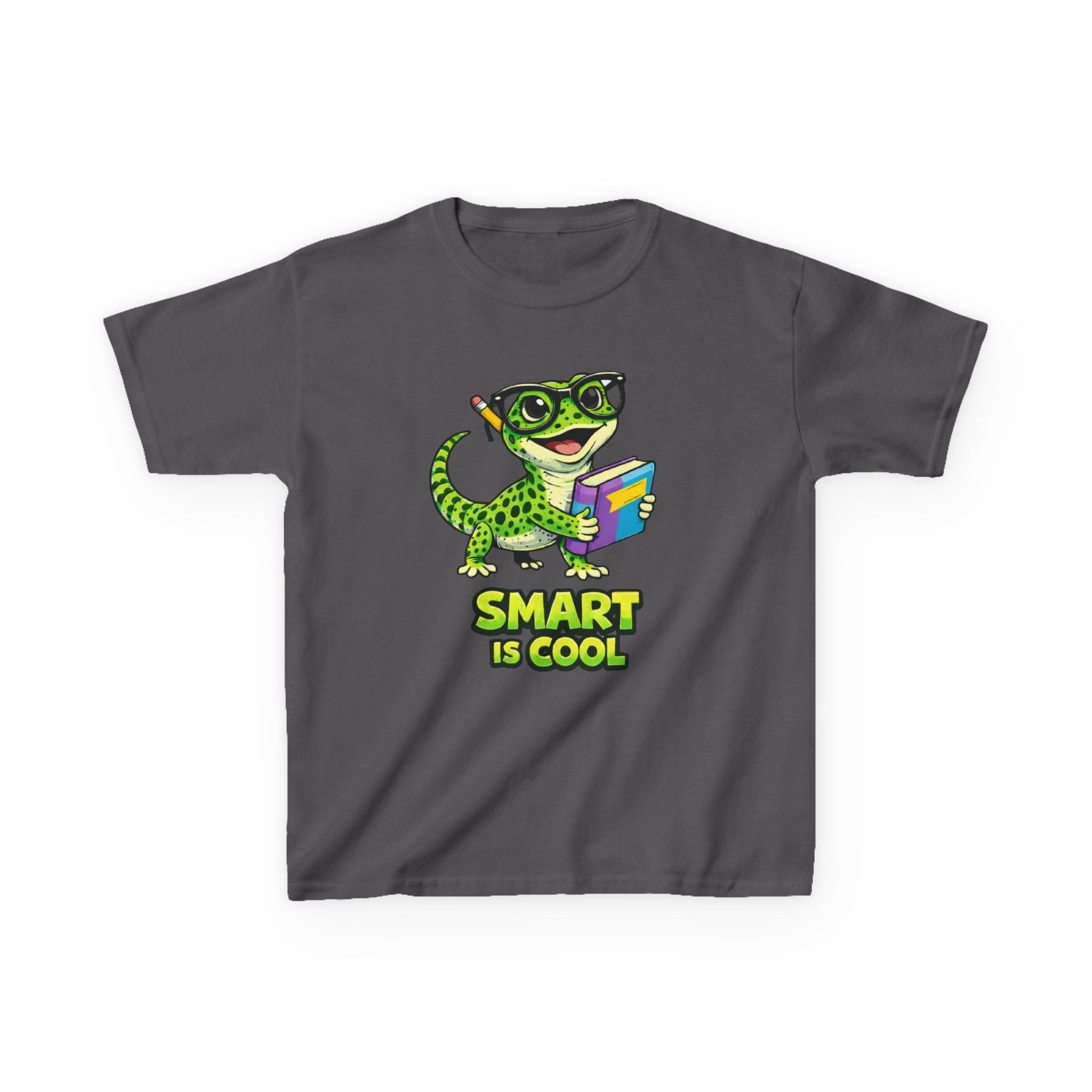 Kids Gecko T-Shirt — 'Smart Is Cool' Cartoon Gecko Graphic Tee