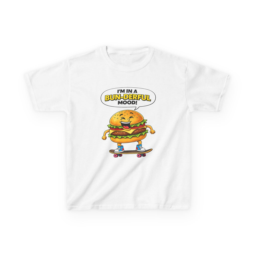 Kids Burger T-Shirt — 'Bun-derful Mood' Skateboard Graphic Tee