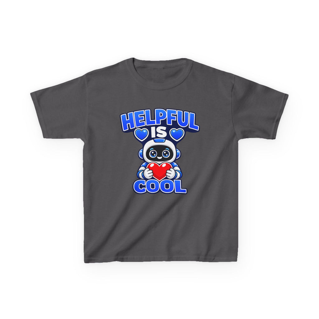 Kids Robot T-Shirt — 'Helpful Is Cool' Heart Graphic Tee