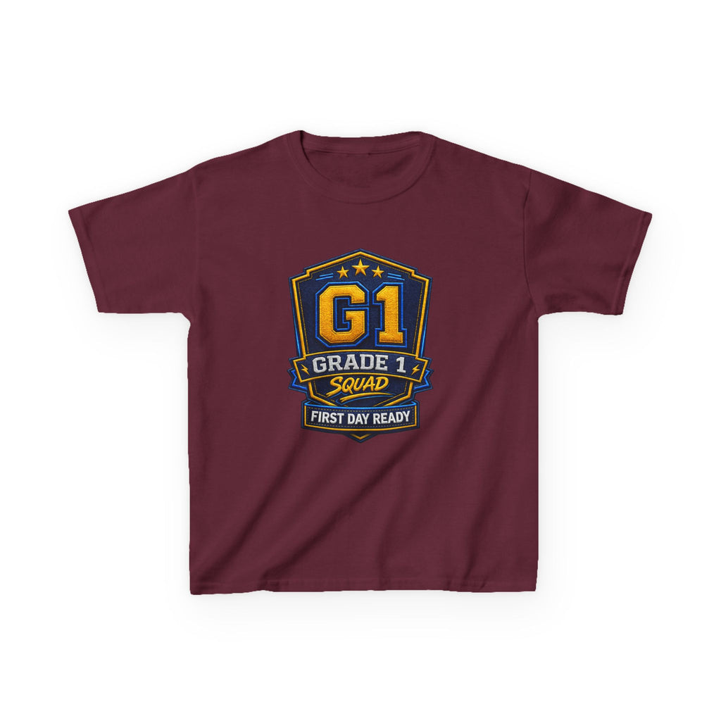 Kids Grade 1 T-Shirt — 'G1 Squad' First Day Ready Back-to-School Graphic Tee