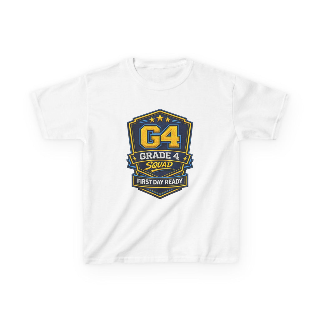 Kids Grade 4 T-Shirt — 'G4 Squad' First Day Ready Back-to-School Graphic Tee