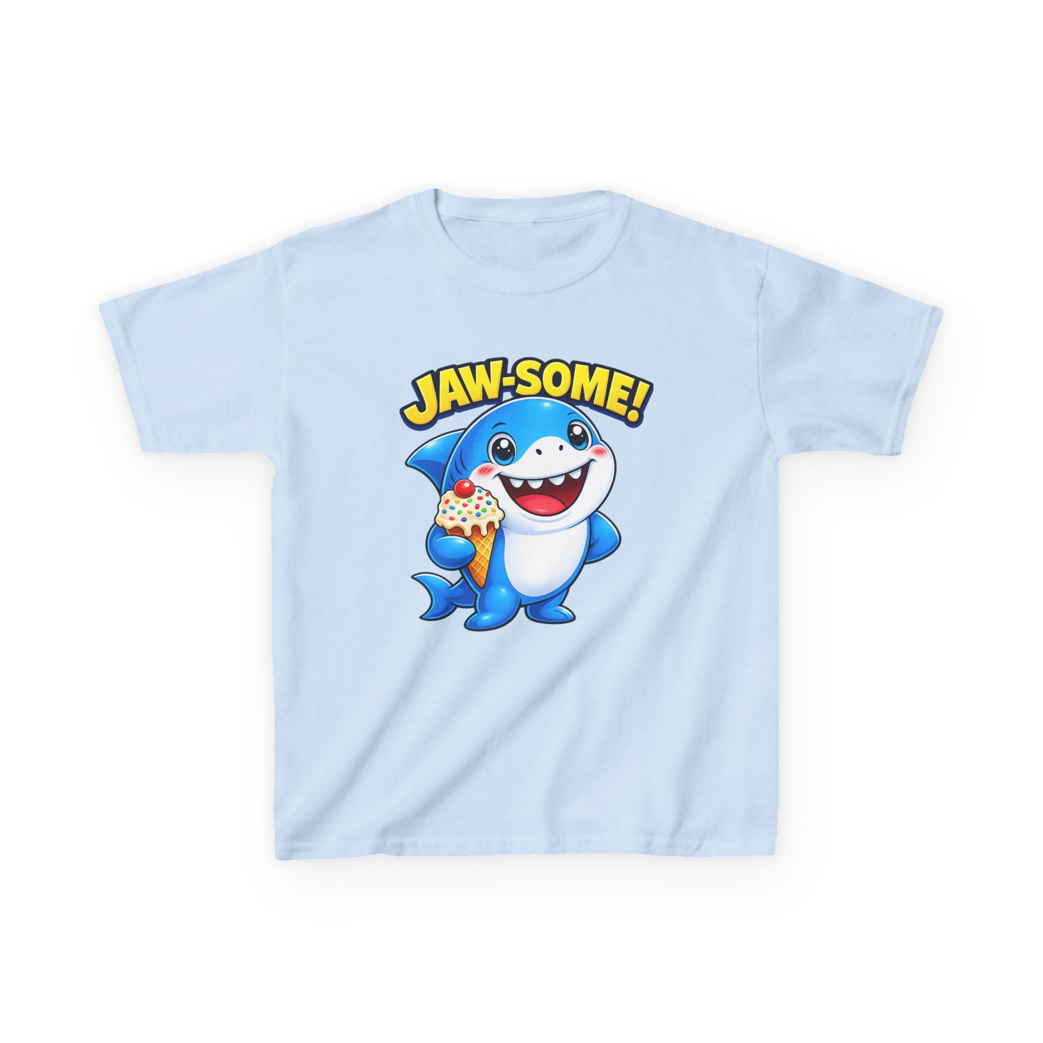 Kids Shark T-Shirt — 'Jaw-some!' Smiling Shark with Ice Cream Graphic Tee