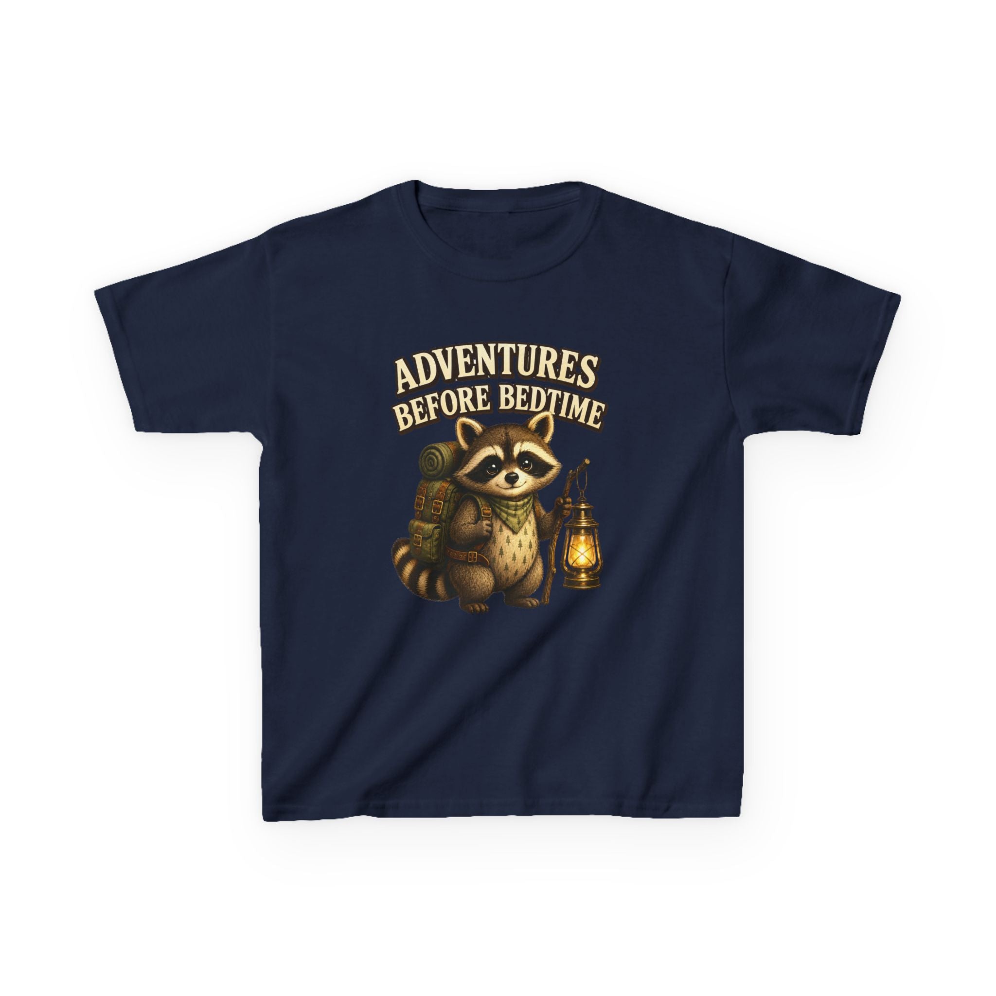 Kids Raccoon T-Shirt — 'Adventures Before Bedtime' Lantern Graphic Tee