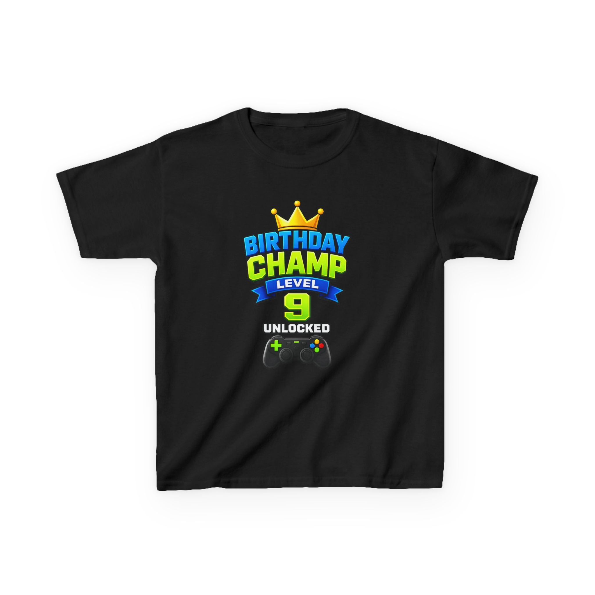 Kids Birthday T-Shirt — 'Birthday Champ' Level 9 Unlocked Gamer Graphic Tee