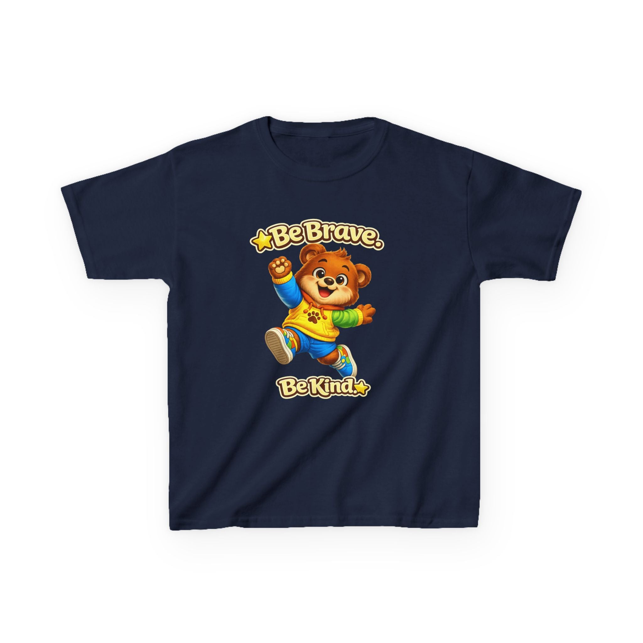 Kids Bear T-Shirt — 'Be Brave, Be Kind' Cute Bear Motivational Graphic Tee