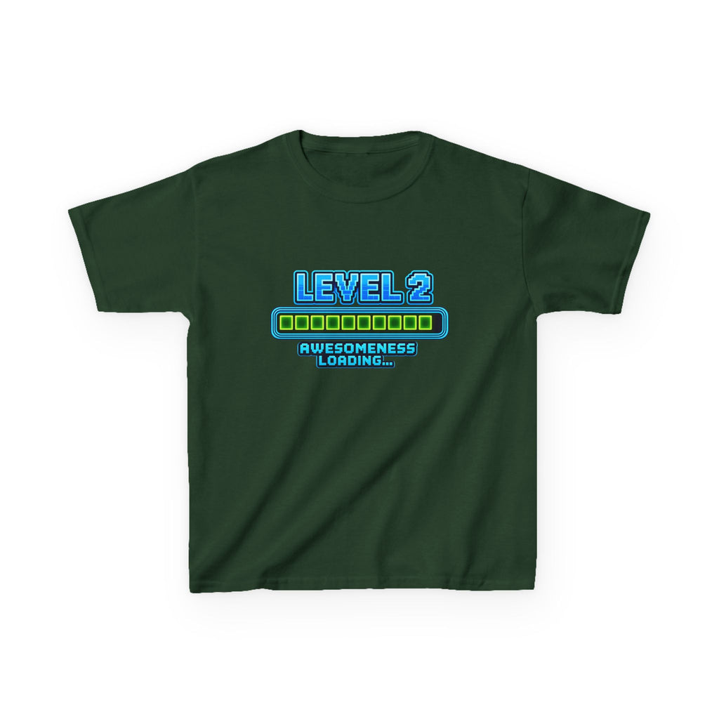 Kids Gaming T-Shirt — 'Level 2: Awesomeness Loading' Gamer Birthday Graphic Tee